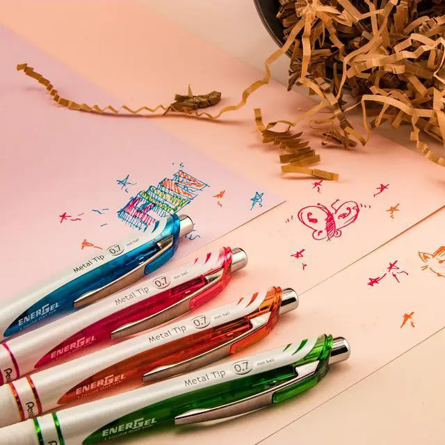 Alt view image 6 of 6 - EnerGel Pearl RTX Gel Pen, 0.7mm, Assorted Ink, 4 count | Pentel EnerGel Pearl RTX Gel Pen, 0.7mm, Assorted Ink, 4 count