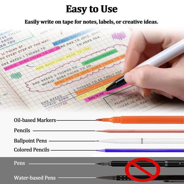 Alt view image 4 of 6 - 5 Rolls Highlighter Tapes, Colored Transparent Marking Sticker, Removable Fluorescent Neon Tape for Students Teachers Reading Taking Notes at Class Home Office