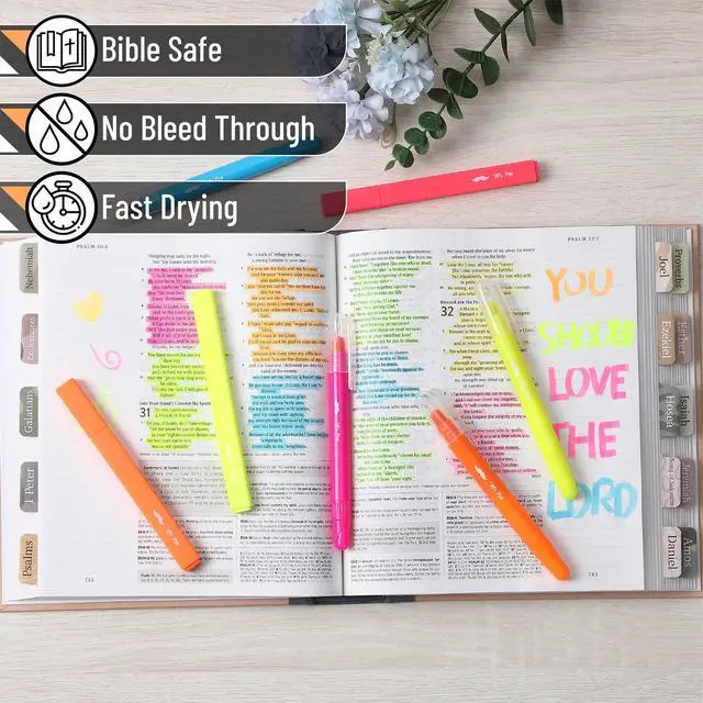 Alt view image 3 of 7 - Aesthetic Highlighters and Gel Highlighters, 8 Pack | Assorted Color Bible Highlighter No Bleed, No Bleed Highlighter for Bibles, Fast Dry for Bible Journaling, Planner