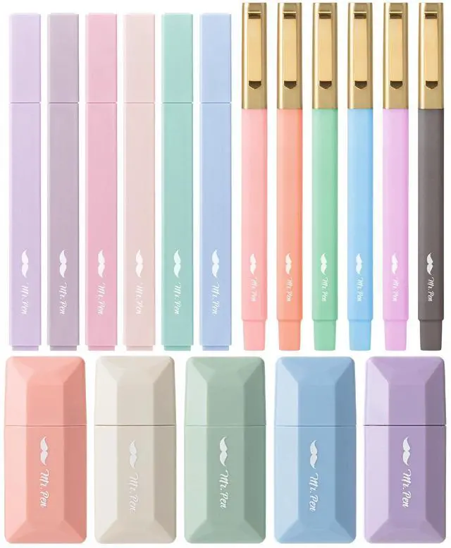 Main image of Aesthetic Highlighters and Ballpoint Pens No Bleed, 17 Pack | Aesthetic Correction Tapes, Bible Highlighters and Pens No Bleed, Fast Dry and No Smear for Bible Journaling, School Supplies