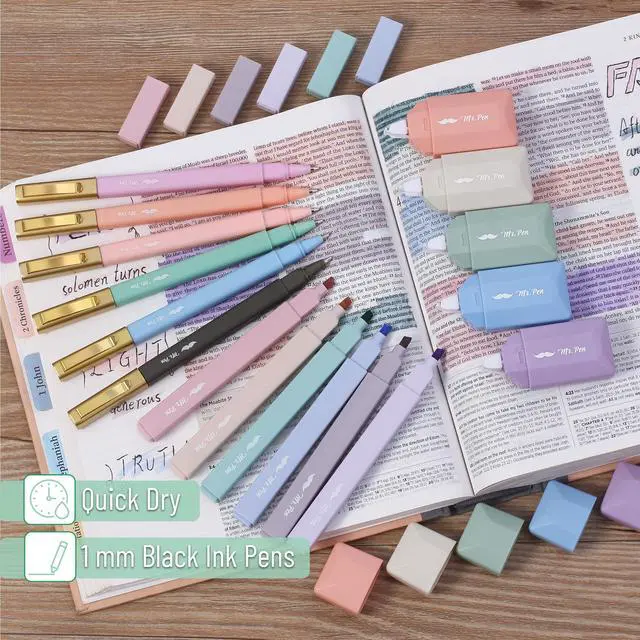 Alt view image 4 of 7 - Aesthetic Highlighters and Ballpoint Pens No Bleed, 17 Pack | Aesthetic Correction Tapes, Bible Highlighters and Pens No Bleed, Fast Dry and No Smear for Bible Journaling, School Supplies