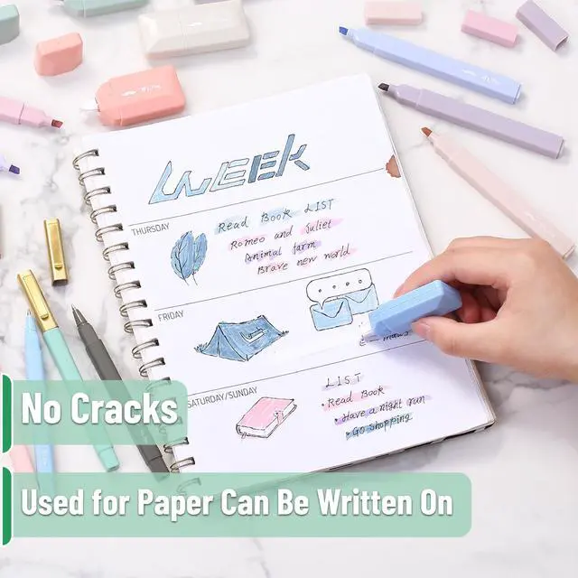 Alt view image 6 of 7 - Aesthetic Highlighters and Ballpoint Pens No Bleed, 17 Pack | Aesthetic Correction Tapes, Bible Highlighters and Pens No Bleed, Fast Dry and No Smear for Bible Journaling, School Supplies