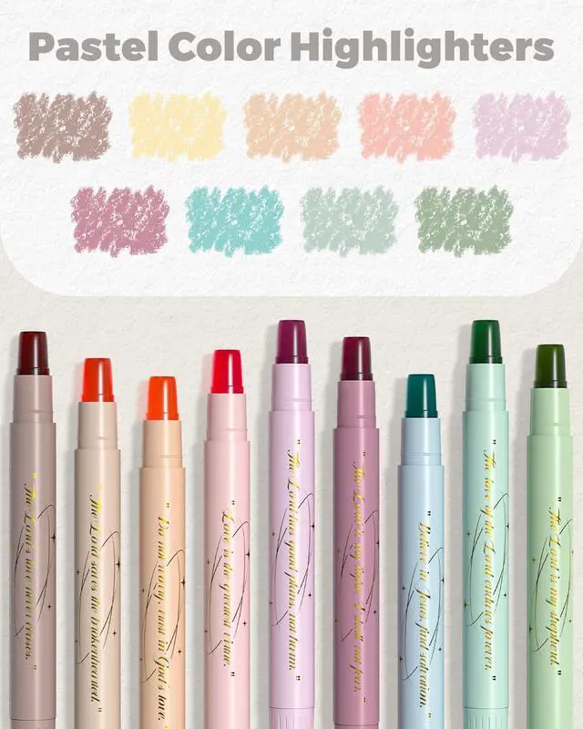 Alt view image 2 of 7 - Bible Highlighters No Bleed, 9PCS Gel Highlighters Set | Pastel Colors, Cute Bible Study Supplies for Scripture Marking, Color Coding & Book Highlighting