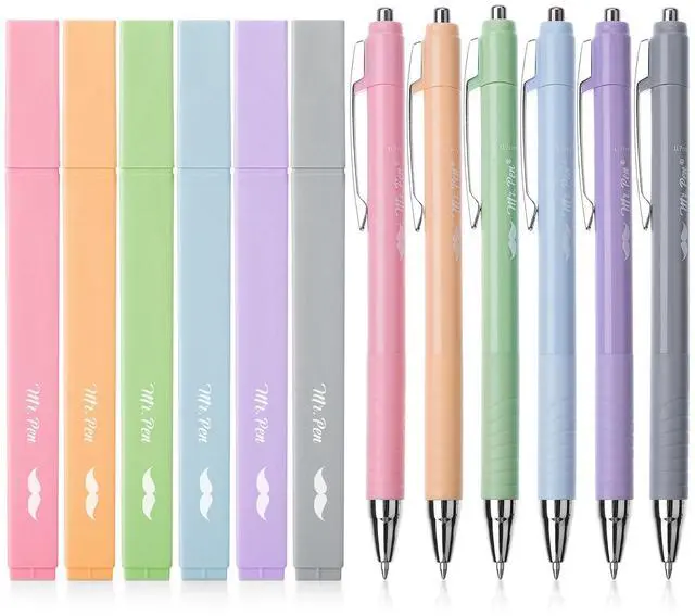 Main image of Aesthetic Highlighters and Ballpoint Pens No Bleed, 12 Pack | Assorted Colors, Bible Highlighters and Pens No Bleed, Fast Dry and No Smear for Bible Journaling, Planner, School Supplies
