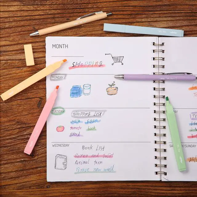 Alt view image 6 of 7 - Aesthetic Highlighters and Ballpoint Pens No Bleed, 12 Pack | Assorted Colors, Bible Highlighters and Pens No Bleed, Fast Dry and No Smear for Bible Journaling, Planner, School Supplies