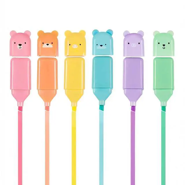 Main image of 6 Pcs Mini Bear Highlighters, Macaron Colors, Mini Pens for School, Office | Chisel Tip, Cute Bear Shape, Mini Size, Fluent Cute Pens Gifts for Writing, Study, Note Taking, Journaling, Drawing, Art