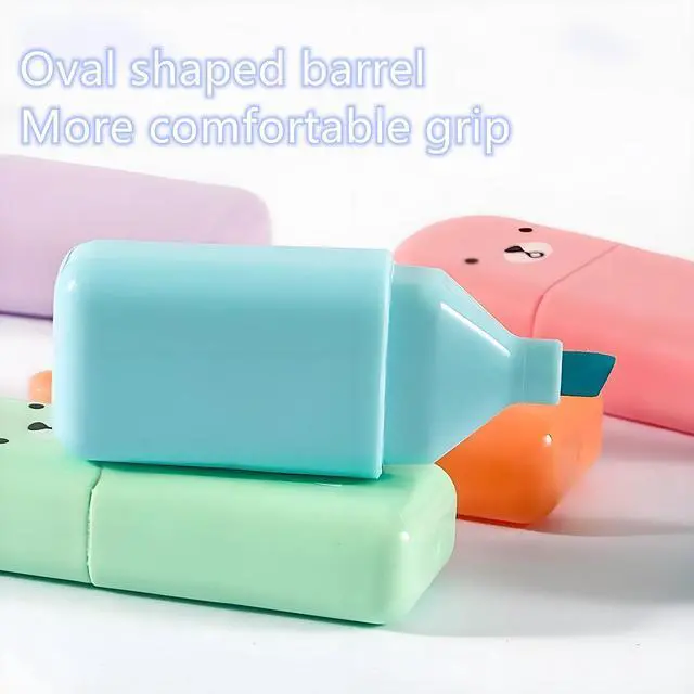 Alt view image 2 of 6 - 6 Pcs Mini Bear Highlighters, Macaron Colors, Mini Pens for School, Office | Chisel Tip, Cute Bear Shape, Mini Size, Fluent Cute Pens Gifts for Writing, Study, Note Taking, Journaling, Drawing, Art