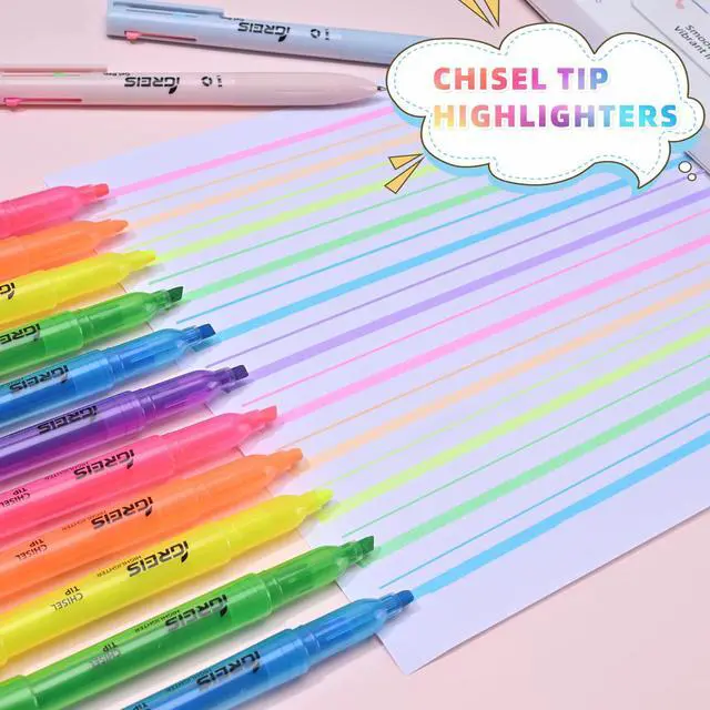 Alt view image 3 of 7 - 20 Pcs Highlighters and Gel Pens Set, 6 Color Highlighters and 2 Pcs 3 in 1 Multicolor Gel Pens, Chisel Tip Highlighters Assorted Colors, Quick Dry, Perfect for Class, School, Office