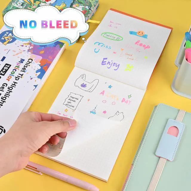 Alt view image 4 of 7 - 20 Pcs Highlighters and Gel Pens Set, 6 Color Highlighters and 2 Pcs 3 in 1 Multicolor Gel Pens, Chisel Tip Highlighters Assorted Colors, Quick Dry, Perfect for Class, School, Office