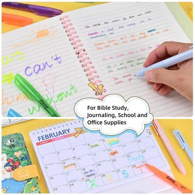 Alt view image 7 of 7 - 20 Pcs Highlighters and Gel Pens Set, 6 Color Highlighters and 2 Pcs 3 in 1 Multicolor Gel Pens, Chisel Tip Highlighters Assorted Colors, Quick Dry, Perfect for Class, School, Office