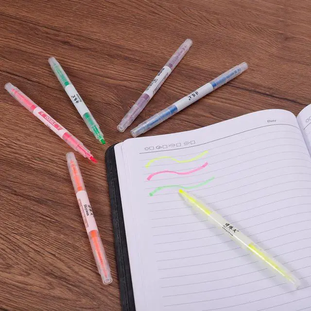 Alt view image 6 of 6 - Highlighter Pen, 10 Pack Double Ended Highlighter Broad and Fine Tips Marker Pens for Office Home Daily Use, Yellow
