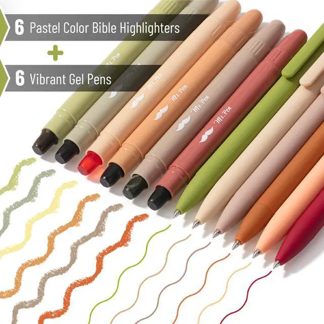 Alt view image 2 of 7 - Bible Highlighters and Pens, 12 Pack, Bible Journaling Kit | 6 Colors Gel Highlighters No Bleed and 6 Colors Gel Pens, Fast Dry and No Smear for Journaling, Planner, School Supplies