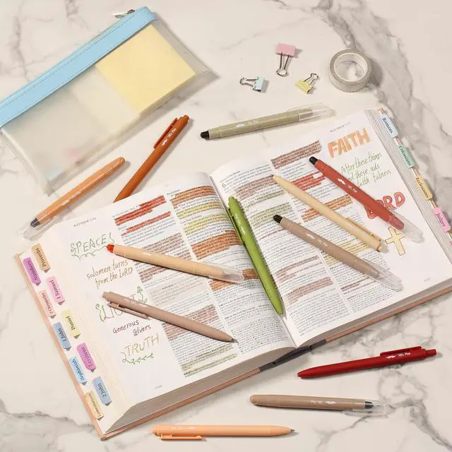 Alt view image 7 of 7 - Bible Highlighters and Pens, 12 Pack, Bible Journaling Kit | 6 Colors Gel Highlighters No Bleed and 6 Colors Gel Pens, Fast Dry and No Smear for Journaling, Planner, School Supplies