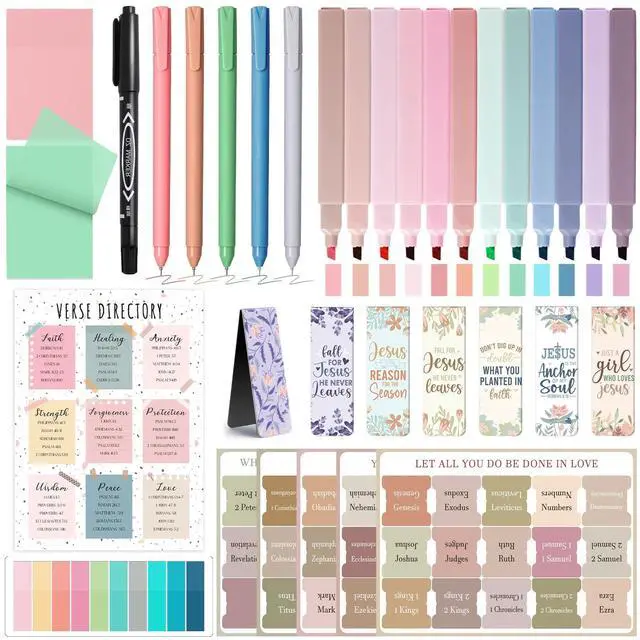 Main image of 42 Bible Study Supplies Journaling Kit with Bible Highlighter, Green | Bible Study Kit for Women, Bible Accessories Helps Highlight Verses, Organize Notes and Deepen Faith Through Scripture Prayer