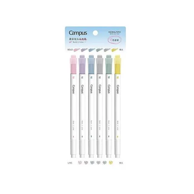 Main image of Pastel Highlighters, 6-Pack Dual Tip Markers for Bible & Journaling | Fine & chisel dual tips with soft pastel colors and quick-dry ink for precise highlighting, underlining, notes and planners