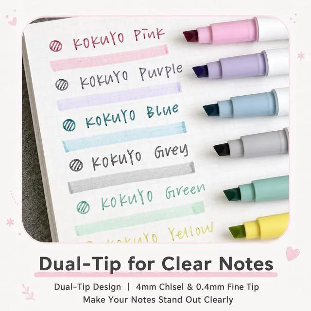Alt view image 2 of 7 - Pastel Highlighters, 6-Pack Dual Tip Markers for Bible & Journaling | Fine & chisel dual tips with soft pastel colors and quick-dry ink for precise highlighting, underlining, notes and planners
