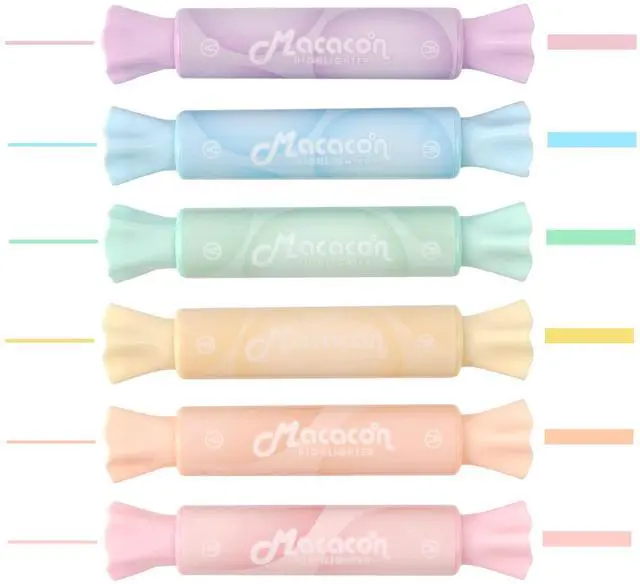 Main image of Candy Shape Highlighters, Assorted colors,Chisel Tip,Water Based,Quick Dry& Write Smoothly 6 Macaron Colors (CANDY HIGHLIGHTER)