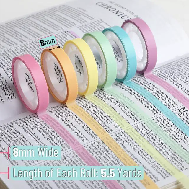 Alt view image 3 of 7 - Highlighter Tape, 12 Rolls, 0.31" x 16.5 ft | Pastel Transparent Marking Strips, Removable Highlighter Tape, Annotation Supplies for Teachers, Students, Reading