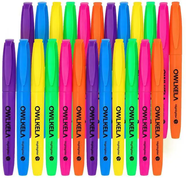 Main image of 24 Pcs Highlighters, Assorted Colors | Chisel Tip, Quick-Drying, Ideal for Studying, Note-Taking, College, Office and Teacher Supplies