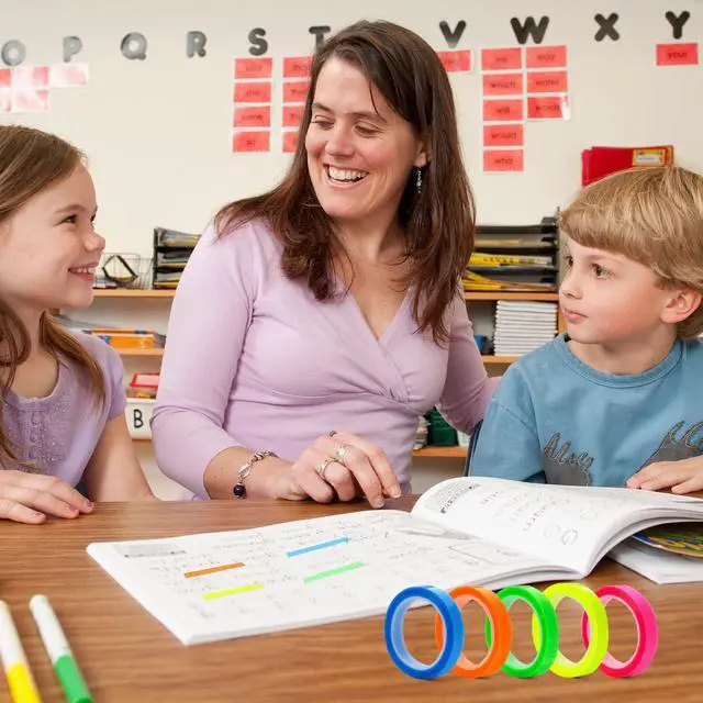 Alt view image 5 of 7 - 5 Rolls Highlighter Tape Colored Transparent Marking Sticker Removable Fluorescent Neon Tape Annotation Supplies for Teachers Students Reading Home Office (0.23inch X 16ft)