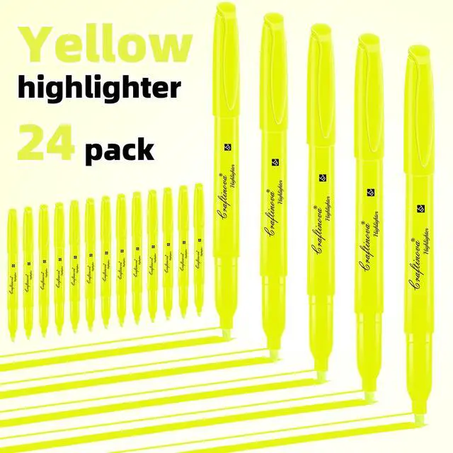 Alt view image 2 of 7 - Yellow Highlighters 24 Count, Chisel Tip Highlighter Bulk, Dry Quickly, Perfect for Students Adults Highlighting, Organizing, Coloring in Classroom, School, Office