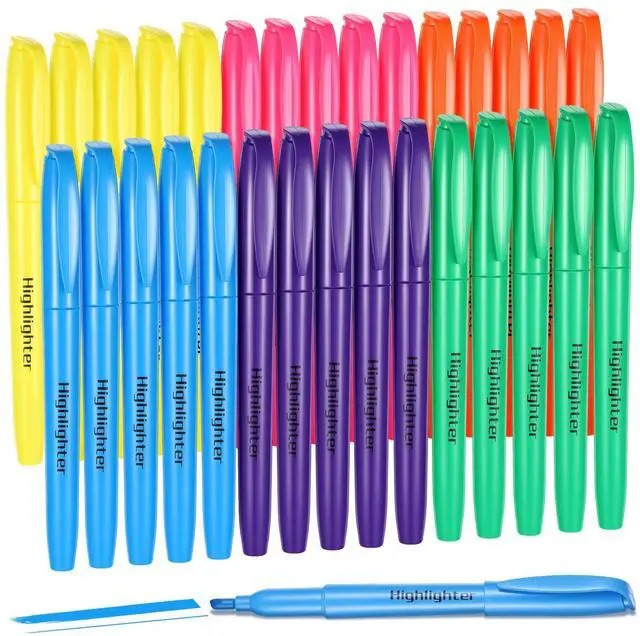 Main image of 30Pcs Highlighters in 6 Assorted Colors Chisel Tip Highlighters No Bleed | Quick Dry, for Studying, Note-Taking, School, College, Office, Teacher & Student Supplies