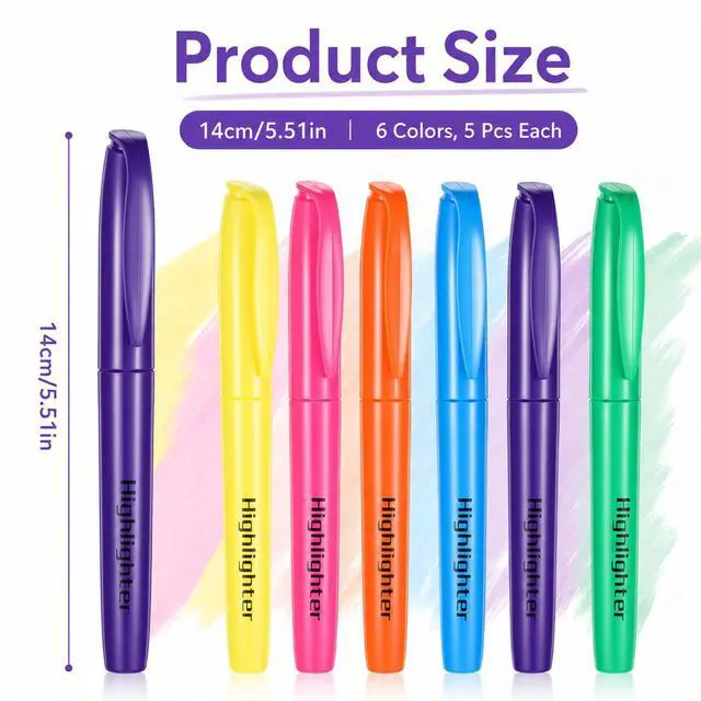 Alt view image 3 of 7 - 30Pcs Highlighters in 6 Assorted Colors Chisel Tip Highlighters No Bleed | Quick Dry, for Studying, Note-Taking, School, College, Office, Teacher & Student Supplies
