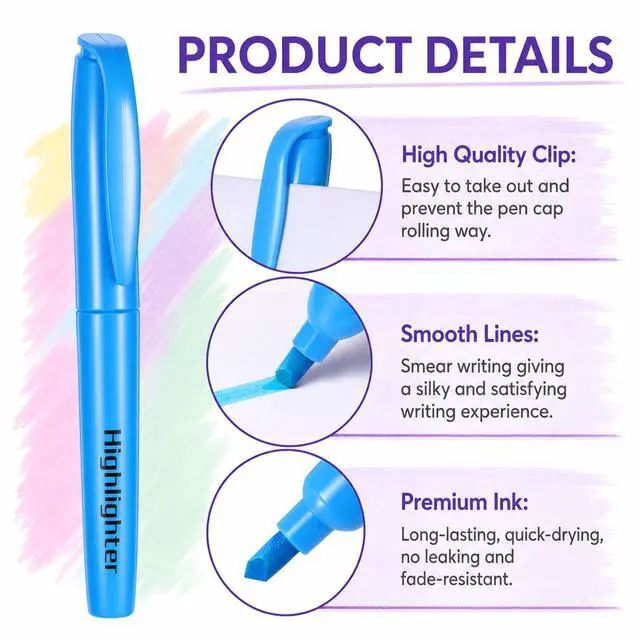 Alt view image 4 of 7 - 30Pcs Highlighters in 6 Assorted Colors Chisel Tip Highlighters No Bleed | Quick Dry, for Studying, Note-Taking, School, College, Office, Teacher & Student Supplies