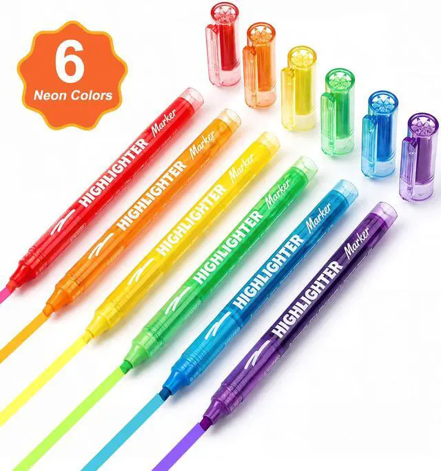Alt view image 2 of 7 - 6 Pack Highlighters with Visible Ink Window, Highlighters Assorted Colors | Classic Colors Liquid Highlighter, Chisel Tip for Note Taking, School Supplies, Cute Office Supplies