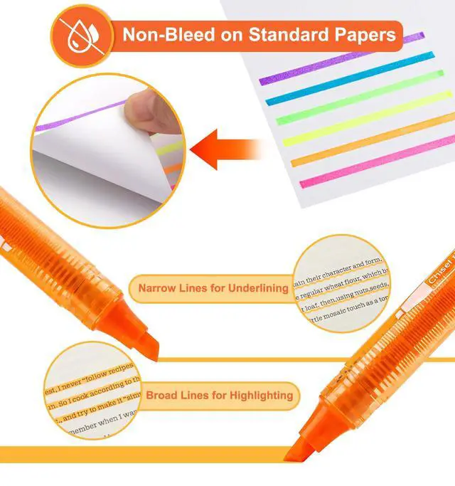 Alt view image 5 of 7 - 6 Pack Highlighters with Visible Ink Window, Highlighters Assorted Colors | Classic Colors Liquid Highlighter, Chisel Tip for Note Taking, School Supplies, Cute Office Supplies