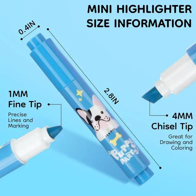 Alt view image 2 of 7 - 6 Pack Mini Highlighters, Assorted Fluorescent Colors, Cute Puppy Design Highlighter Pens, Quick Dry Chisel Tip, No Bleed Highlighters for School Office SuppliesMulticolor