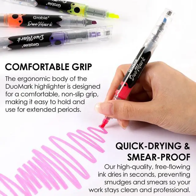 Alt view image 4 of 7 - 20 Dual Tip Colors Highlighters, DuoMark Highlighter Set of 10, Dual Tone Highlighters Assorted Colors, Versatile Chisel Tip, Highlighter Markers, Note-taking