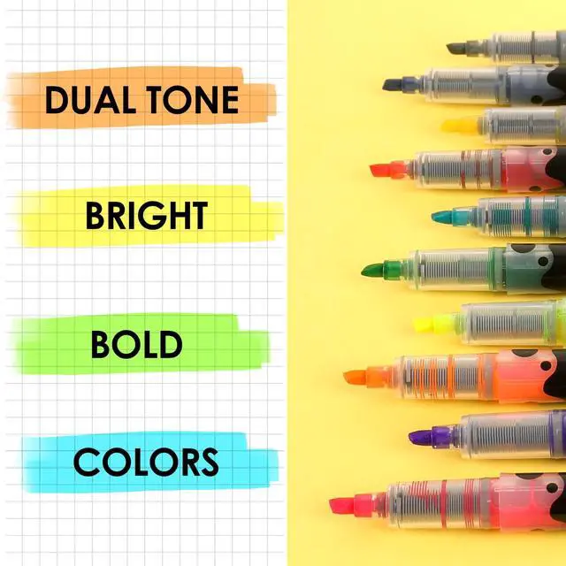 Alt view image 5 of 7 - 20 Dual Tip Colors Highlighters, DuoMark Highlighter Set of 10, Dual Tone Highlighters Assorted Colors, Versatile Chisel Tip, Highlighter Markers, Note-taking