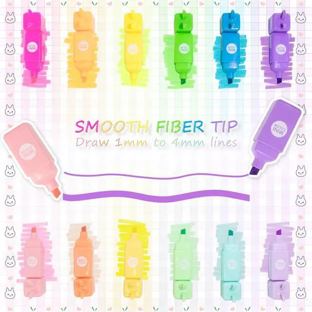 Alt view image 2 of 7 - Rabbit Pastel Highlighters, 12 Soft Colors, Chisel Tip Markers | Cute No Bleed & Quick Dry Highlighters for School, Journals & Notes
