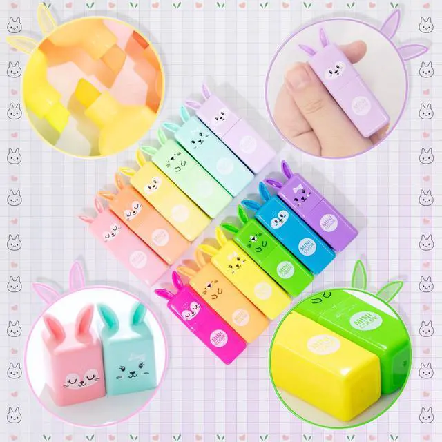 Alt view image 5 of 7 - Rabbit Pastel Highlighters, 12 Soft Colors, Chisel Tip Markers | Cute No Bleed & Quick Dry Highlighters for School, Journals & Notes