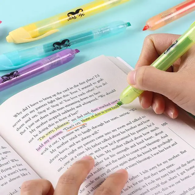 Alt view image 7 of 7 - Retractable Highlighters, 6 Pack, Pastel Colors | Chisel Tip Highlighter Marker Set, Click Highlighter Markers for Classroom, Journaling, Study Supplies