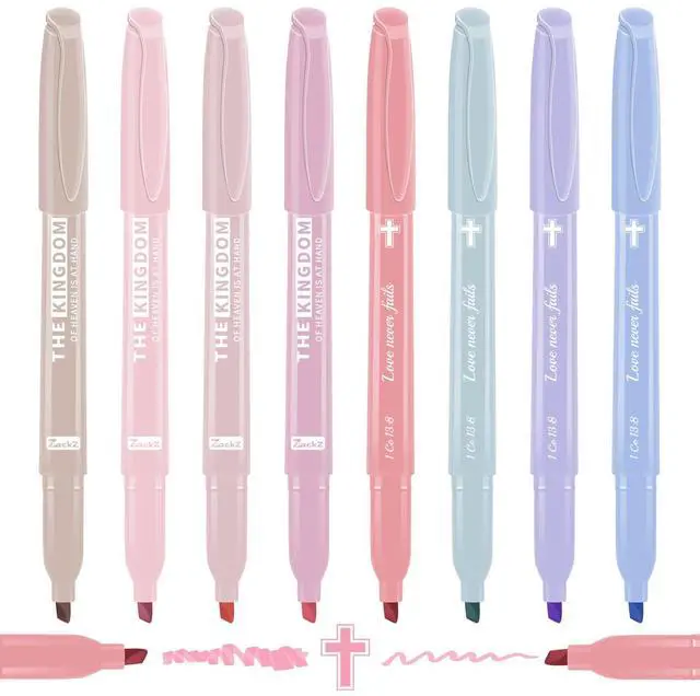 Main image of Pastel Bible Highlighter Markers 8 Pack, No Bleed, Cute Aesthetic Highlighters Assorted Colors Dry Quickly for Bible Study Journaling, Textbook Motivational Gift for Christians, Friends