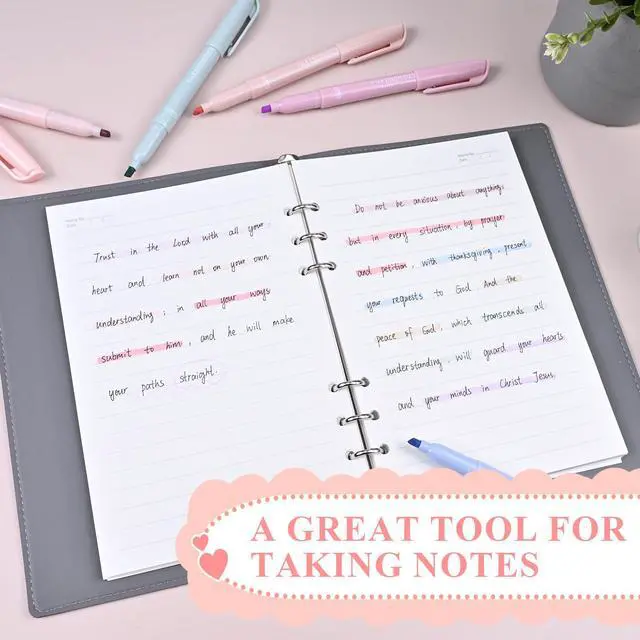 Alt view image 5 of 7 - Pastel Bible Highlighter Markers 8 Pack, No Bleed, Cute Aesthetic Highlighters Assorted Colors Dry Quickly for Bible Study Journaling, Textbook Motivational Gift for Christians, Friends