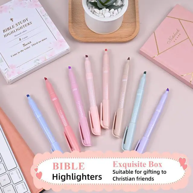 Alt view image 7 of 7 - Pastel Bible Highlighter Markers 8 Pack, No Bleed, Cute Aesthetic Highlighters Assorted Colors Dry Quickly for Bible Study Journaling, Textbook Motivational Gift for Christians, Friends