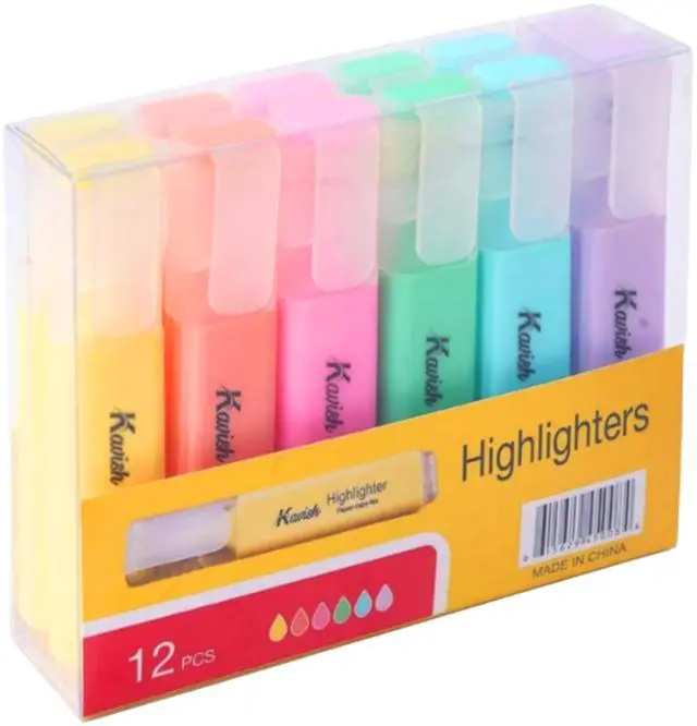 Main image of Highlighters Assorted Color No Bleed & Dry-Quickly Chisel Tip & 6 Bright Colors for Highlighting, Highlighter Markers for School College Office Supplies (Highlighter - 12 Colors)