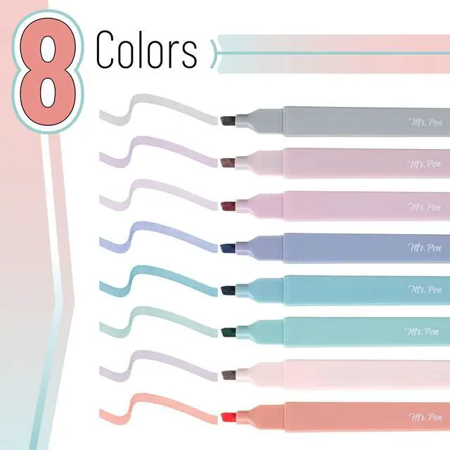 Alt view image 2 of 7 - Aesthetic Highlighters No Bleed, 8 Pack, Earthy Colors, Chisel Tip | Cute Highlighters Assorted Colors for Journaling, Highlighting, Underlining, Fast Dry, Back to School Supplies