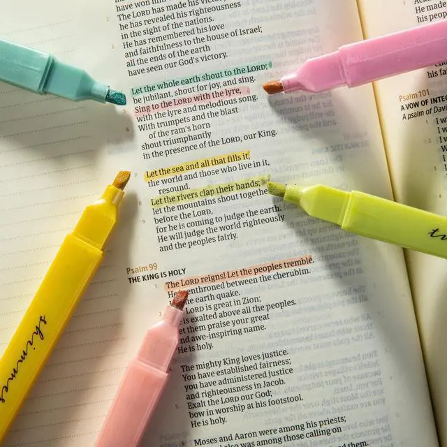 Alt view image 5 of 7 - Glitter Bible Highlighters with Soft Chisel Tip (Sunshine) | 5 Pack Assorted Color Pens No Bleed, Quick Dry, Cute Aesthetic Marker Set for Bible Study Journaling Supplies