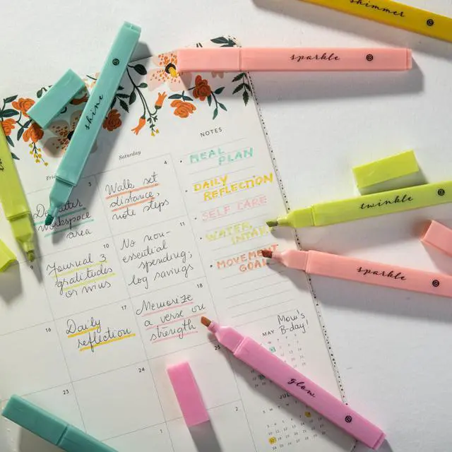 Alt view image 6 of 7 - Glitter Bible Highlighters with Soft Chisel Tip (Sunshine) | 5 Pack Assorted Color Pens No Bleed, Quick Dry, Cute Aesthetic Marker Set for Bible Study Journaling Supplies