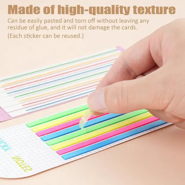 Alt view image 4 of 7 - 320 pcs Mahjong Card Line Finder Highlighter Tape, Mahjong Line Highlighter Stripe, Transparent Sticky Card Markers Tabs, Mahjong Game Rule Reader, Reusable & No Adhesive Residue (Solid color + Lines)