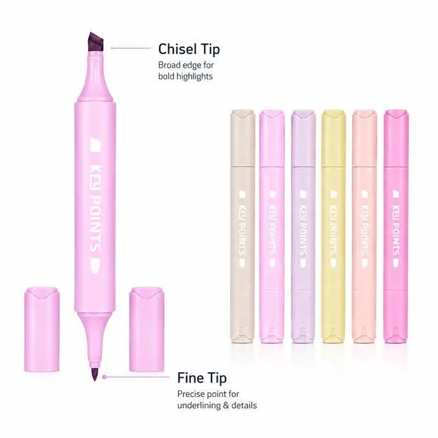 Alt view image 4 of 7 - Pastel Highlighters, 6 Pack Soft Color Dual Tip Highlighter Pens | Chisel and Fine Tips for Journaling, Bible Study, Note Taking, Planner, Classroom, School and Office Supplies
