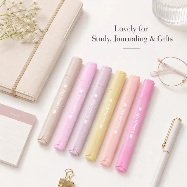 Alt view image 6 of 7 - Pastel Highlighters, 6 Pack Soft Color Dual Tip Highlighter Pens | Chisel and Fine Tips for Journaling, Bible Study, Note Taking, Planner, Classroom, School and Office Supplies