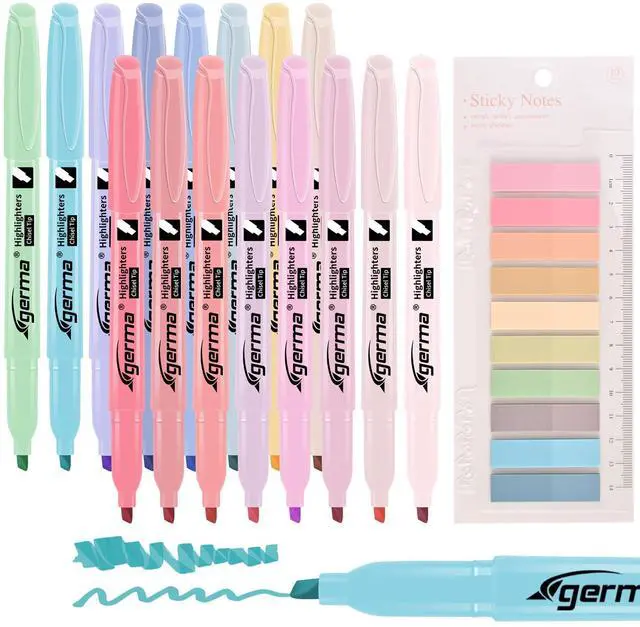 Main image of Pastel Highlighters Assorted Colors 16 Pack, 200 transparent sticky tabs, Chisel Tip Cute Aesthetic Highlighters Quick-Drying for Journaling, School Office Supplies