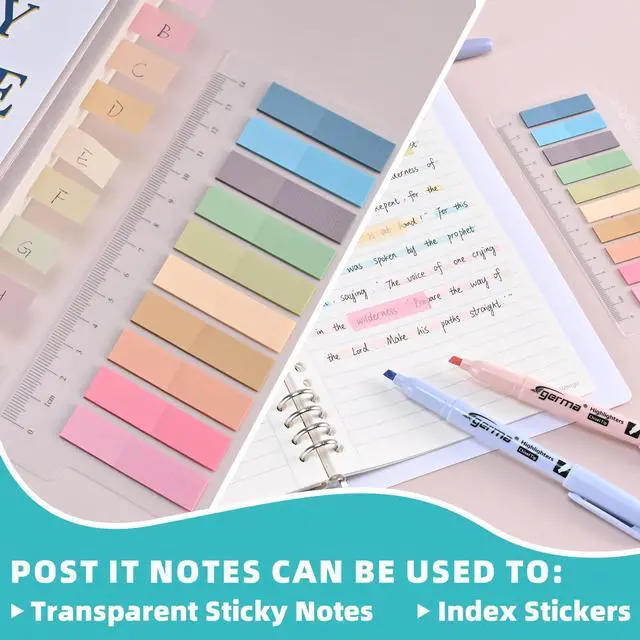 Alt view image 3 of 7 - Pastel Highlighters Assorted Colors 16 Pack, 200 transparent sticky tabs, Chisel Tip Cute Aesthetic Highlighters Quick-Drying for Journaling, School Office Supplies
