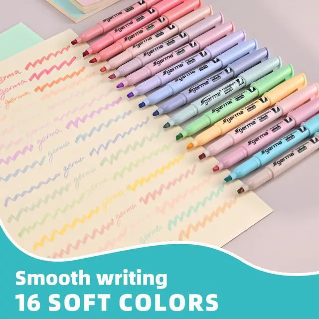 Alt view image 5 of 7 - Pastel Highlighters Assorted Colors 16 Pack, 200 transparent sticky tabs, Chisel Tip Cute Aesthetic Highlighters Quick-Drying for Journaling, School Office Supplies
