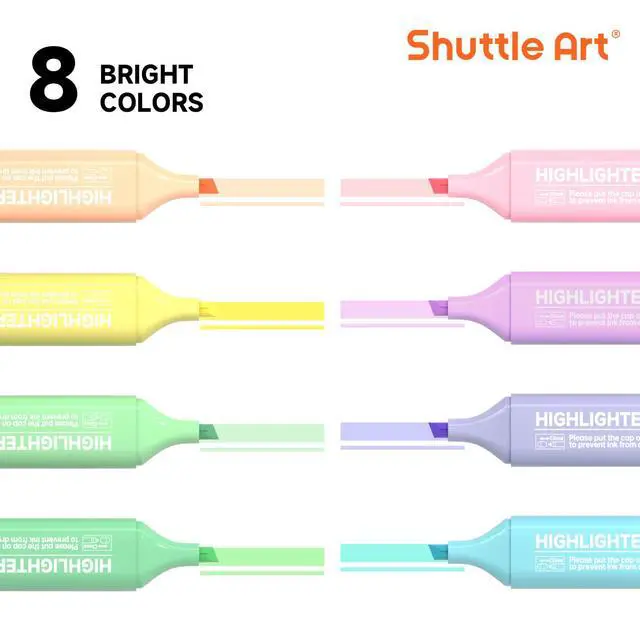 Alt view image 3 of 7 - 8 Pastel Highlighters, Assorted Macaron Colors Highlighter Pens, Chisel Tip Dry-Quickly Non-Toxic Highlighter Markers for Adults Teachers Students Highlighting in the Home School Office
